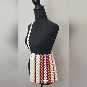 Fossil White and Multicolor Beaded Shoulder Or Crossbody Bag NWT